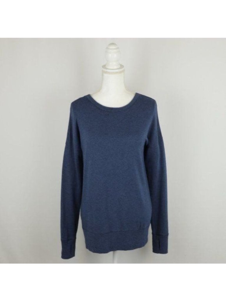 Athleta Women's Small Blue Scoop Neck V-Back Tunic Length Activewear Sweatshirt